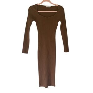 Brown Knit bodycon Dress
